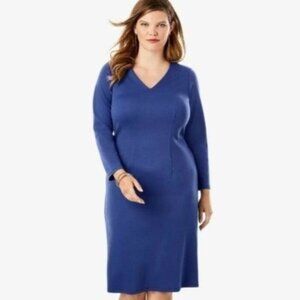 NWOT Roaman's Ultimate Ponte Sheath Dress - Ultra Blue - Size 12W